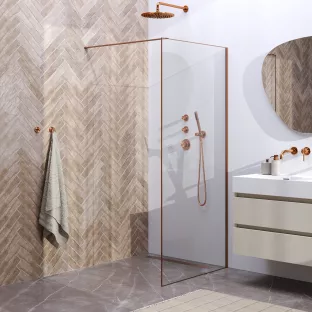 Brauer Copper Frame walk-in shower 90x200 cm with wall profile framed - brushed copper