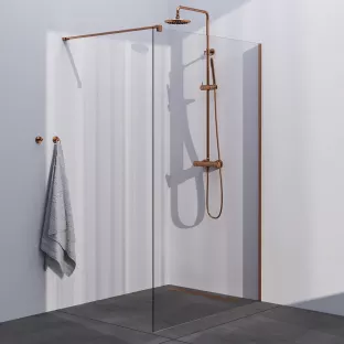 Brauer Copper Season inloopdouche 130x200 cm met muurprofiel - geborsteld koper