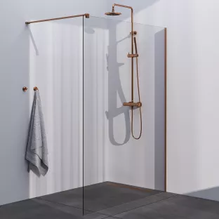 Brauer Copper Season walk-in shower 140x200 cm with wall profile - brushed copper