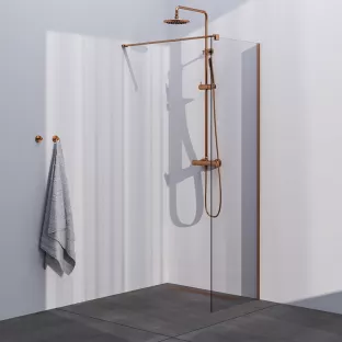 Brauer Copper Season inloopdouche 70x200 cm met muurprofiel - geborsteld koper