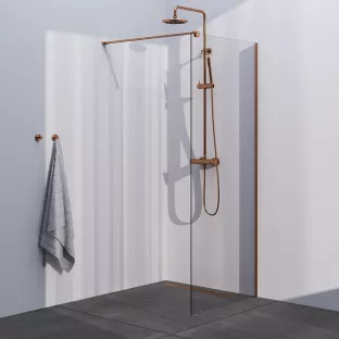 Brauer Copper Season inloopdouche 80x200 cm met muurprofiel - geborsteld koper