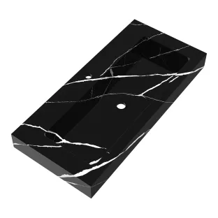 Brauer Coral washbasin - marble look - 100x46 cm - 1 sink - 1 tap hole - Nero Marquina