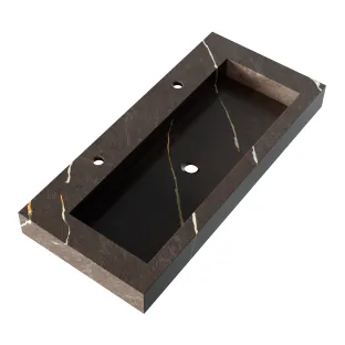 Brauer Coral washbasin - marble look - 100x46 cm - 1 sink - 2 tap holes - Copper Brown