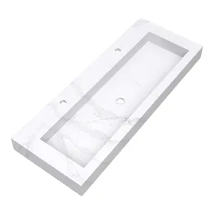 Brauer Coral washbasin - marble look - 120x46 cm - 1 sink - 2 tap holes - Calacatta Gold