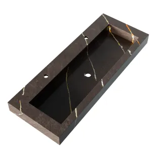Brauer Coral washbasin - marble look - 120x46 cm - 1 sink - 2 tap holes - Copper Brown