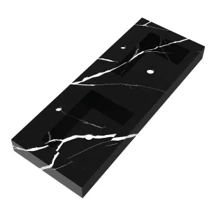 Brauer Coral washbasin - marble look - 120x46 cm - 2 sinks - 2 tap holes - Nero Marquina
