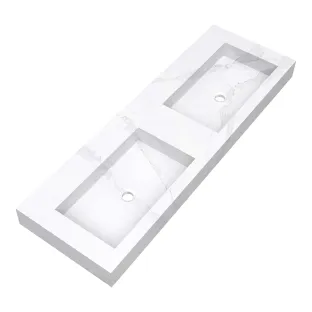 Brauer Coral washbasin - marble look - 140x46 cm - 2 basins - 0 tap holes - Calacatta Gold