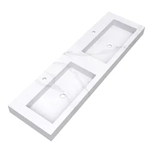 Brauer Coral washbasin - marble look - 160x46 cm - 2 sinks - 2 tap holes - Calacatta Gold