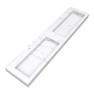 Brauer Coral washbasin - marble look - 200x46 cm - 2 basins - 2 tap holes - Calacatta Gold