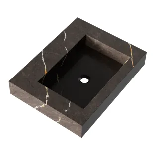 Brauer Coral washbasin - marble look - 60x46 cm - 1 sink - 0 tap holes - Copper Brown