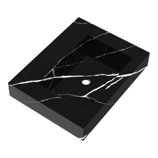 Brauer Coral washbasin - marble look - 60x46 cm - 1 sink - 0 tap holes - Nero Marquina