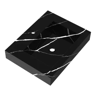 Brauer Coral washbasin - marble look - 60x46 cm - 1 sink - 1 tap hole - Nero Marquina