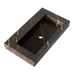 Brauer Coral washbasin - marble look - 80x46 cm - 1 sink - 0 tap holes - Copper Brown