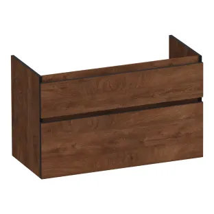 Brauer Delight Edge wastafelonderkast - 100x46x60 cm - 2 laden greeploos - 1 sifonuitsparing - MFC - Forest Cacao