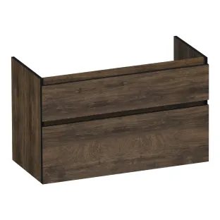 Brauer Delight Edge washbasin cabinet - 100x46x60 cm - 2 drawers handleless - 1 siphon recess - MFC - Grove