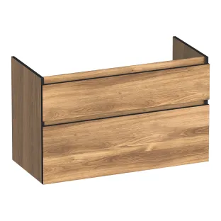 Brauer Delight Edge washbasin cabinet - 100x46x60 cm - 2 drawers handleless - 1 siphon recess - MFC - Honey