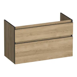 Brauer Delight Edge wastafelonderkast - 100x46x60 cm - 2 laden greeploos - 1 sifonuitsparing - MFC - Sunlit