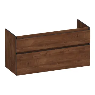 Brauer Delight Edge wastafelonderkast - 120x46x60 cm - 2 laden greeploos - 1 sifonuitsparing - MFC - Forest Cacao