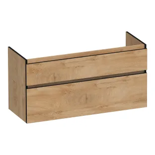 Brauer Delight Edge wastafelonderkast - 120x46x60 cm - 2 laden greeploos - 1 sifonuitsparing - MFC - Forest Tan