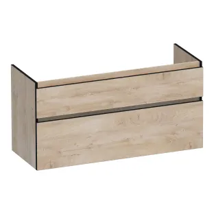Brauer Delight Edge wastafelonderkast - 120x46x60 cm - 2 laden greeploos - 1 sifonuitsparing - MFC - Forest Wheat