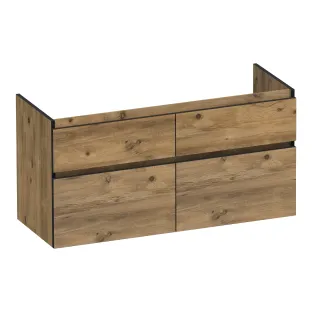 Brauer Delight Edge wastafelonderkast - 120x46x60 cm - 4 laden greeploos - 2 sifonuitsparingen - MFC - Chateau