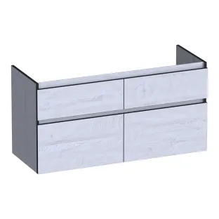 Brauer Delight Edge wastafelonderkast - 120x46x60 cm - 4 laden greeploos - 2 sifonuitsparingen - MFC - Forest Seashell