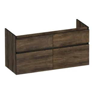 Brauer Delight Edge wastafelonderkast - 120x46x60 cm - 4 laden greeploos - 2 sifonuitsparingen - MFC - Grove