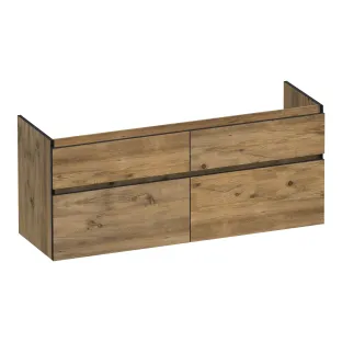 Brauer Delight Edge washbasin cabinet - 140x46x60 cm - 4 drawers handleless - 2 siphon cut-outs - MFC - Chateau