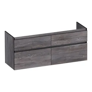 Brauer Delight Edge washbasin cabinet - 140x46x60 cm - 4 drawers handleless - 2 siphon cut-outs - MFC - Driftwood