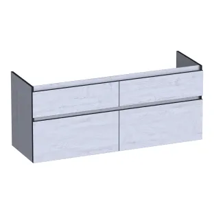 Brauer Delight Edge wastafelonderkast - 140x46x60 cm - 4 laden greeploos - 2 sifonuitsparingen - MFC - Forest Seashell