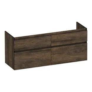 Brauer Delight Edge washbasin cabinet - 140x46x60 cm - 4 drawers handleless - 2 siphon cut-outs - MFC - Grove