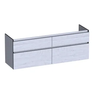 Brauer Delight Edge washbasin cabinet - 160x46x60 cm - 4 drawers handleless - 2 siphon cut-outs - MFC - Forest Seashell