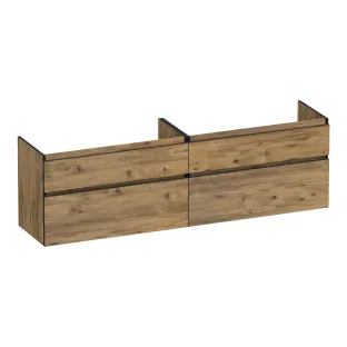 Brauer Delight Edge wastafelonderkast - 200x46x60 cm - 4 laden greeploos - 2 sifonuitsparingen - MFC - Chateau