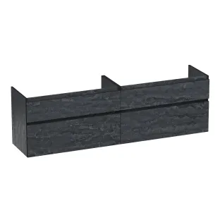Brauer Delight Edge wastafelonderkast - 200x46x60 cm - 4 laden greeploos - 2 sifonuitsparingen - MFC - Damascus