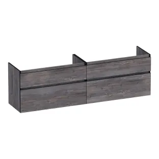 Brauer Delight Edge wastafelonderkast - 200x46x60 cm - 4 laden greeploos - 2 sifonuitsparingen - MFC - Driftwood