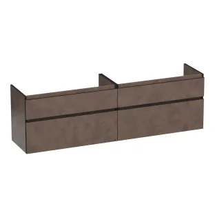 Brauer Delight Edge wastafelonderkast - 200x46x60 cm - 4 laden greeploos - 2 sifonuitsparingen - MFC - Erosion