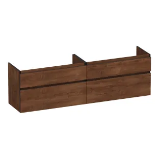Brauer Delight Edge wastafelonderkast - 200x46x60 cm - 4 laden greeploos - 2 sifonuitsparingen - MFC - Forest Cacao