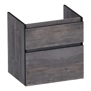 Brauer Delight Edge wastafelonderkast - 60x46x60 cm - 2 laden greeploos - 1 sifonuitsparing - MFC - Driftwood