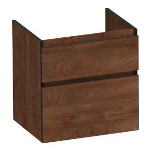 Brauer Delight Edge washbasin cabinet - 60x46x60 cm - 2 drawers handleless - 1 siphon recess - MFC - Forest Cacao
