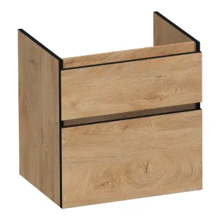 Brauer Delight Edge washbasin cabinet - 60x46x60 cm - 2 drawers handleless - 1 siphon recess - MFC - Forest Tan