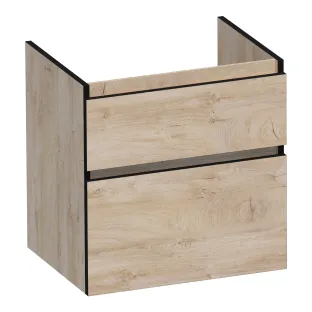 Brauer Delight Edge washbasin cabinet - 60x46x60 cm - 2 drawers handleless - 1 siphon cut-out - MFC - Forest Wheat