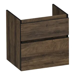 Brauer Delight Edge wastafelonderkast - 60x46x60 cm - 2 laden greeploos - 1 sifonuitsparing - MFC - Grove