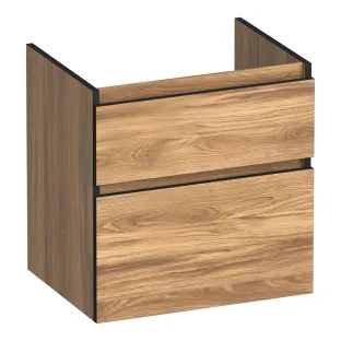 Brauer Delight Edge wastafelonderkast - 60x46x60 cm - 2 laden greeploos - 1 sifonuitsparing - MFC - Honey
