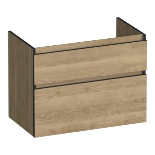 Brauer Delight Edge wastafelonderkast - 80x46x60 cm - 2 laden greeploos - 1 sifonuitsparing - MFC - Sunlit