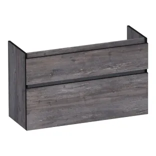 Brauer Delight Edge wastafelonderkast ondiep - 100x39x60 cm - 2 laden greeploos - 1 sifonuitsparing - MFC - Driftwood