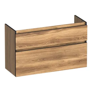 Brauer Delight Edge wastafelonderkast ondiep - 100x39x60 cm - 2 laden greeploos - 1 sifonuitsparing - MFC - Honey