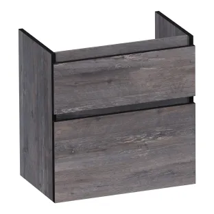 Brauer Delight Edge wastafelonderkast ondiep - 60x39x60 cm - 2 laden greeploos - 1 sifonuitsparing - MFC - Driftwood