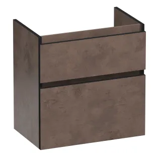 Brauer Delight Edge washbasin cabinet shallow - 60x39x60 cm - 2 drawers handleless - 1 siphon recess - MFC - Erosion