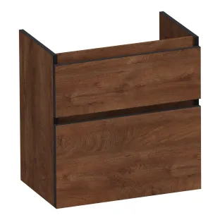 Brauer Delight Edge wastafelonderkast ondiep - 60x39x60 cm - 2 laden greeploos - 1 sifonuitsparing - MFC - Forest Cacao