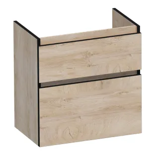 Brauer Delight Edge wastafelonderkast ondiep - 60x39x60 cm - 2 laden greeploos - 1 sifonuitsparing - MFC - Forest Wheat